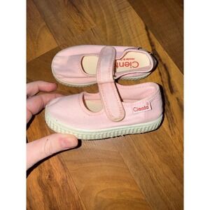 Cienta Mary Jane Shoes Pink Canvas Strap Toddler Kid Sz 21 Made in Spain spring